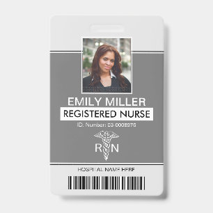 Badge Modèle de photo gris classique d'employé infirmièr