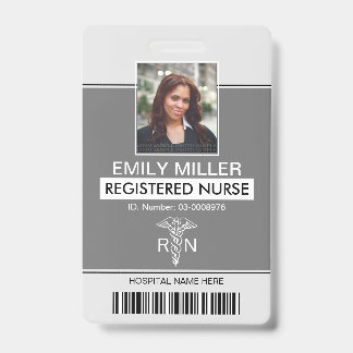 Badge Modèle de photo gris classique d'employé infirmièr