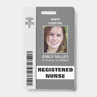 Badge Modèle de photo grise caducée d'employé infirmière