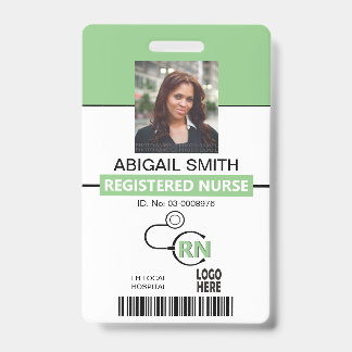 Badge Modèle de photo infirmière diplômée sage vert