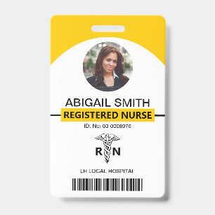 Badge Modèle de photo jaune employé infirmière diplômée