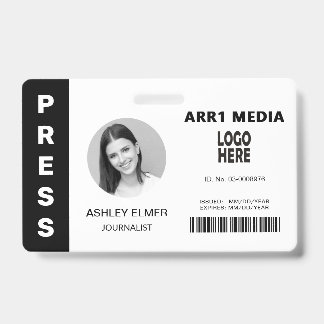 Badge Modèle de photo noir pour carte de presse