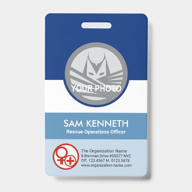 Badge Modèle de photo rond pour colonne de nuances bleue (Avant)