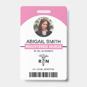 Badge Modèle de photo rose caducée pour employé Infirmiè