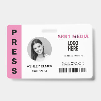 Badge Modèle de photo rose de carte d'identité d'employé