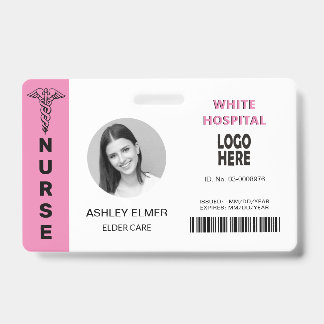 Badge Modèle de photo rose de carte d'identité d'infirmi
