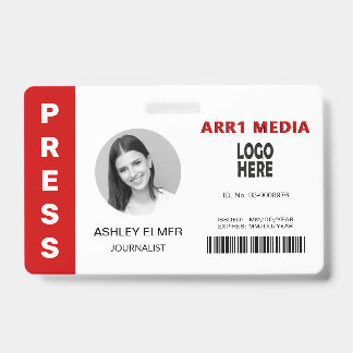 Badge Modèle de photo rouge de carte d'identité d'employ