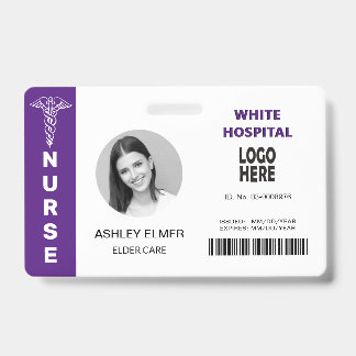 Badge Modèle de photo violet pour infirmière en soins gé