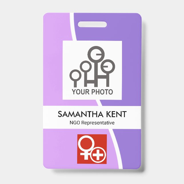 Badge Modèle de photo White Wave avec nuances de violet  (Avant)