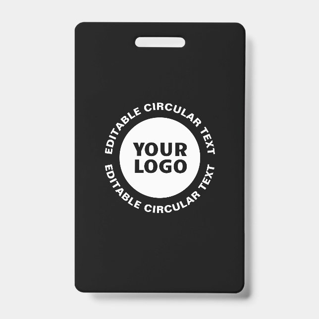 Badge Modèle de texte circulaire modifiable & Votre logo (Avant)