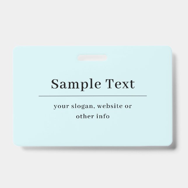 Badge Modèle de texte simple et élégant | Bleu Clair (Avant)