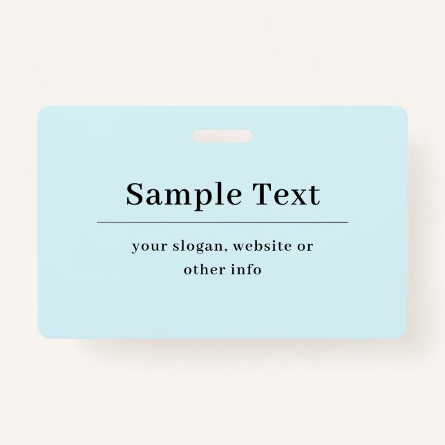 Badge Modèle de texte simple et élégant | Bleu Clair (Devant)