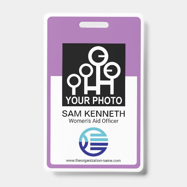 Badge Modèle d'identification de photo d'employé avec ca (Avant)