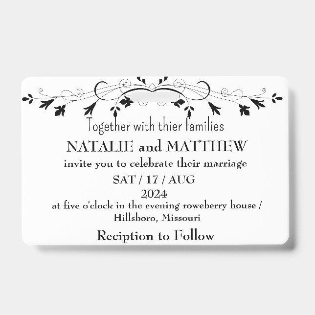 Badge Modèle d'invitation de mariage Se (Avant)