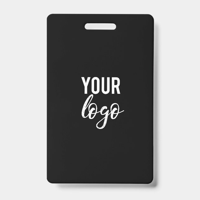 Badge Modèle DIY Noir Vierge Votre Logo Ici Employé (Avant)