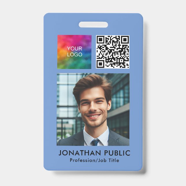 Badge Modèle du logo commercial de code QR photo employé (Avant)