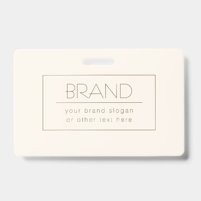 Badge Modèle éditable élégant | Blanc cassé et marron fo (Avant)