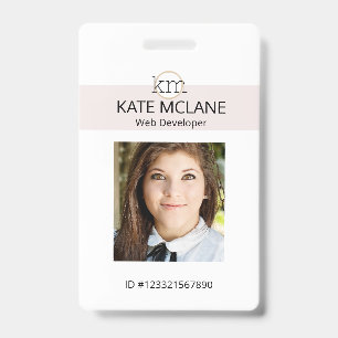Badge Modèle esthétique rose pour photo d'employé avec n