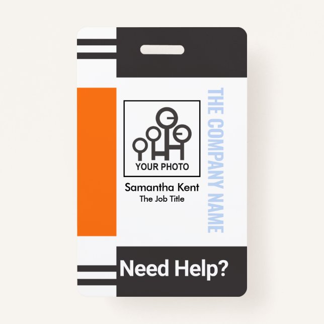 Badge Modèle photo de colonne Gris Orange (Devant)