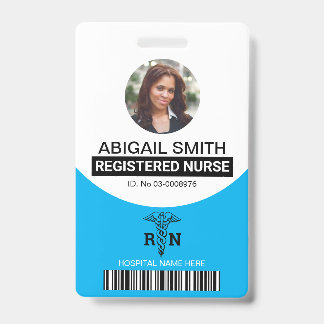 Badge Modèle photo de l'infirmière autorisée bleue