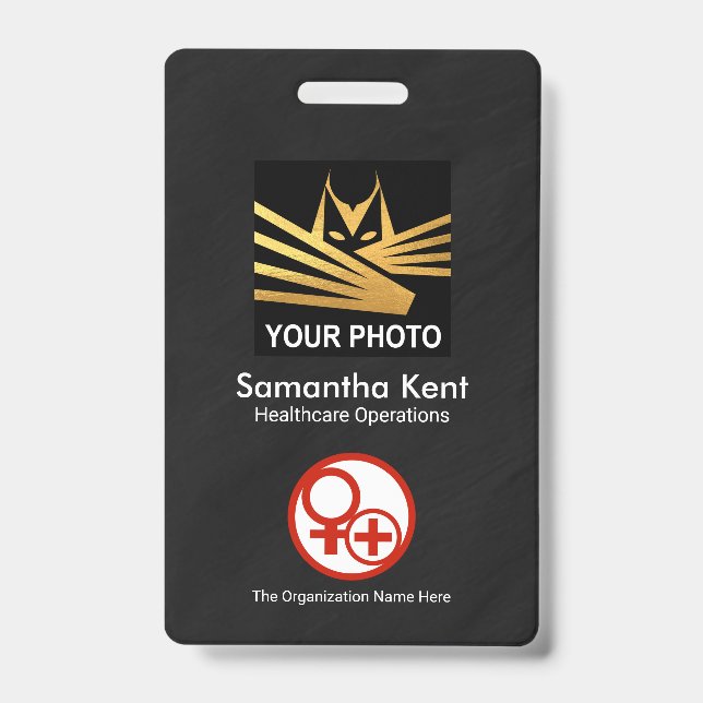 Badge Modèle photo minimaliste noir Médicale (Avant)