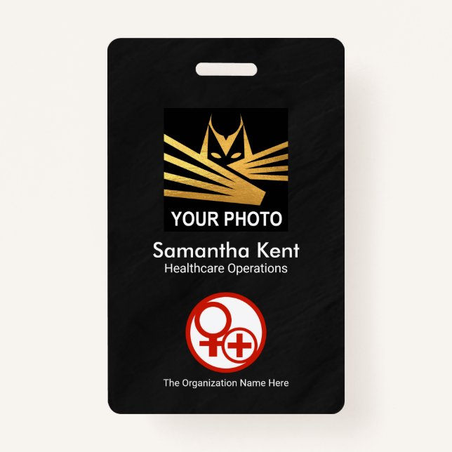 Badge Modèle photo minimaliste noir Médicale (Devant)