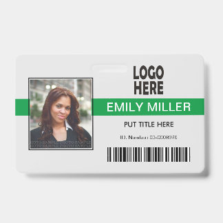Badge Modèle photo vert du logo de l'employé de l'entrep