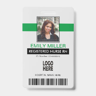Badge modèle photo vert du logo de l'employé Médicale
