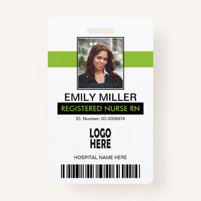 Badge modèle photo vert Médicale employé id cime verte (Devant)