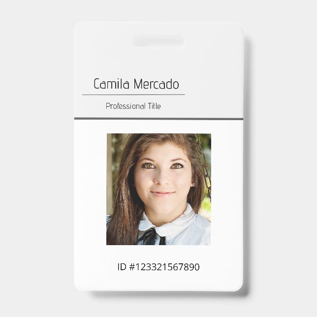 Badge Modèle simple de carte d'identité d'employé gris p (Avant)