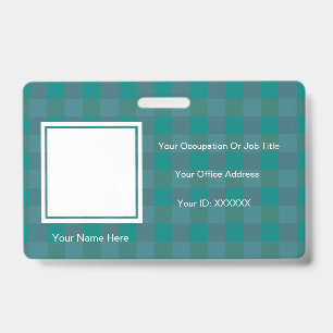 Badge Modèles de texte de photo à carreaux en teal pour