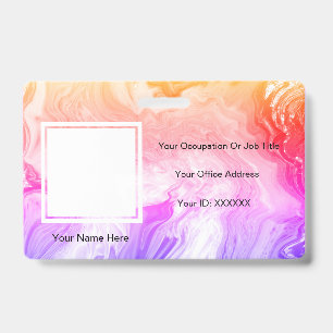 Badge Modèles de texte de photo d'art en agate rose Badg