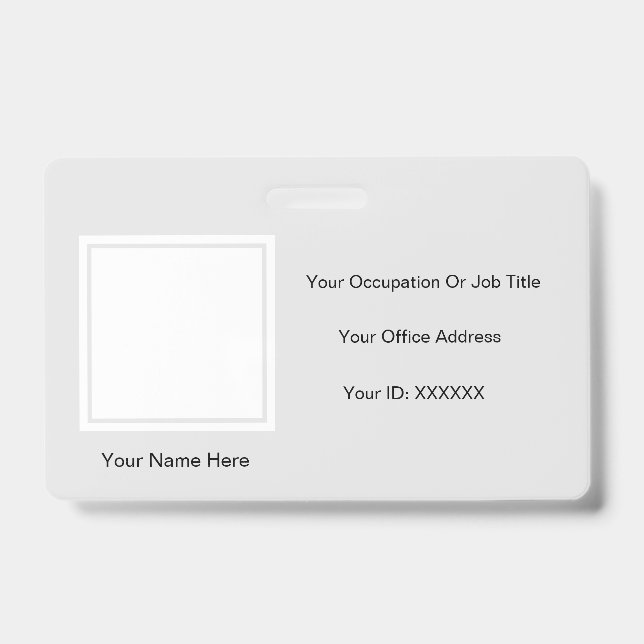 Badge Modèles de texte de photo élégants gris blanc Empl (Avant)