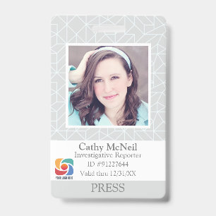 Badge Modern Chic Press Reporter Photographe ID du perso