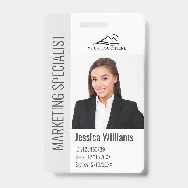 Badge Modern Company Employee Photo Logo Name Gray ID (Avant)