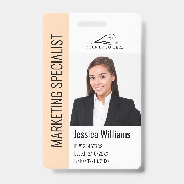 Badge Modern Company Employee Photo Logo Name Peach ID (Avant)