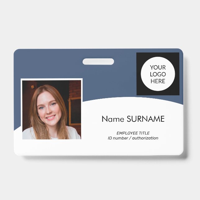 Badge Modern ID card company logo photo QR code navy (Avant)