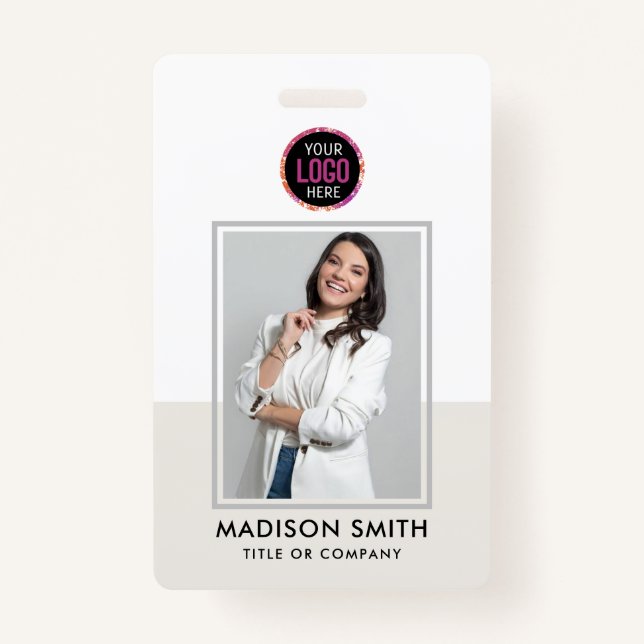 Badge Modern ID Card | Minimalist Business Employee QR B (Devant)