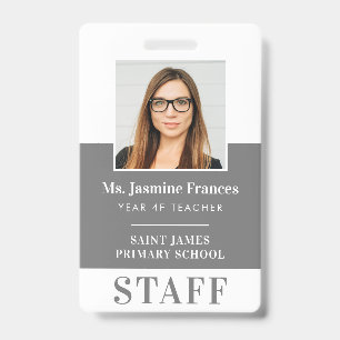 Badge MODERN ID PHOTO EMPLOYÉ gris simple
