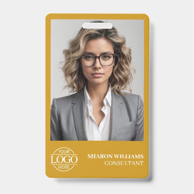 Badge Modern Mustard Yellow Employee Photo Company Logo (Avant)