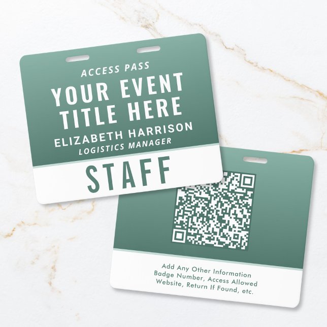 Badge Modern QR Code Sage Green Event Access ID (Modern QR Code Sage Green Event Access ID Badge)