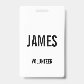 Badge Modern White Nom du bénévole Information de l'évén