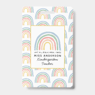 Badge Moderne aquarelle arc-en-ciel professeur merci cad