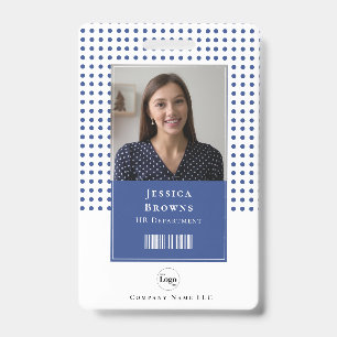 Badge Moderne Deep Blue Student Employé Photo QR Code-ba