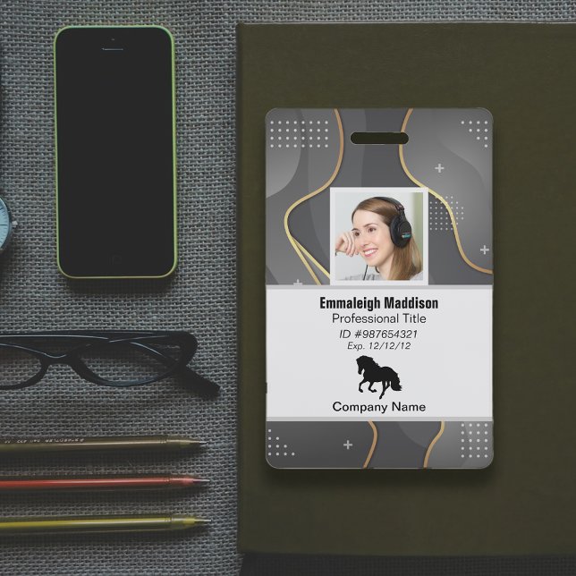 Badge Moderne ID de salarié de l'entreprise Abstrait | G (Créateur téléchargé)