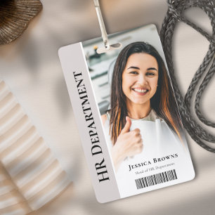Badge Moderne minimaliste Beige Entreprise Employé Photo
