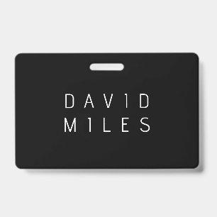 Badge Moderne Minimaliste Modifiable Nom Noir & Blanc