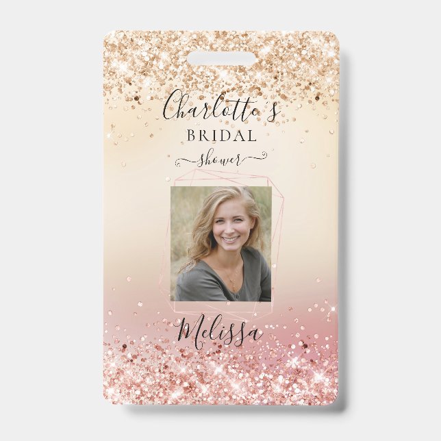 Badge Moderne Pailleté Or-Or Rose (Imitation) (Avant)