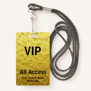 Badge Moderne Personnalisé Gold Black VIP All Access