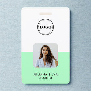 Badge Moderne Photo Minimaliste Tendance ID Vert Néon